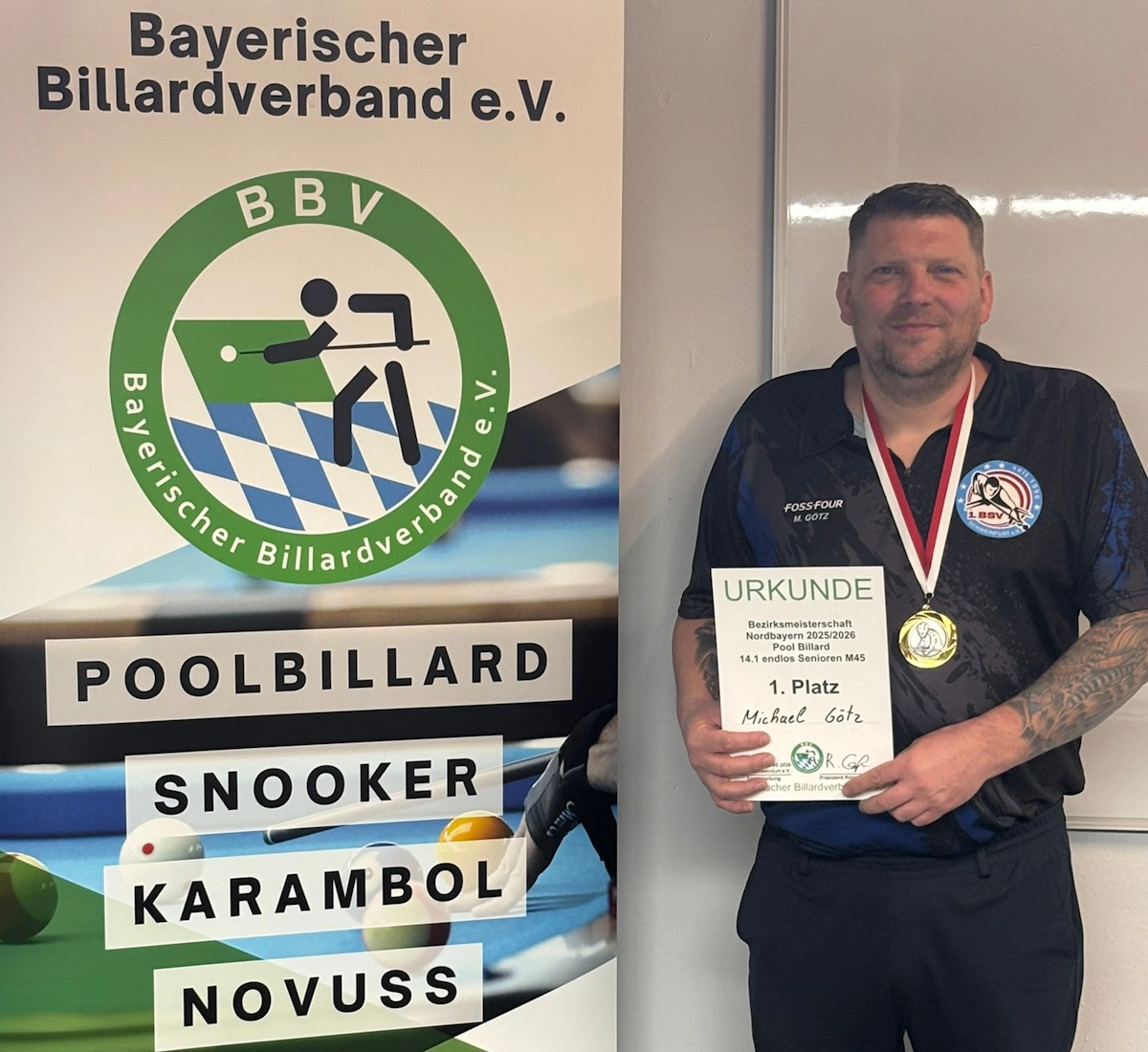 Bezirksmeisterschaft Nordbayern 14.1 endlos M45 - Sieger Michael Götz